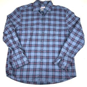 Johnnie-O Hangin Out Flannel Shirt Mens Large Blue Plaid Button Up Long Sleeve